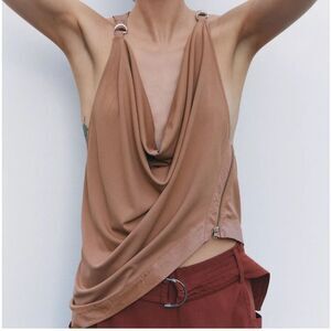 Zara flowy zipper top mauve